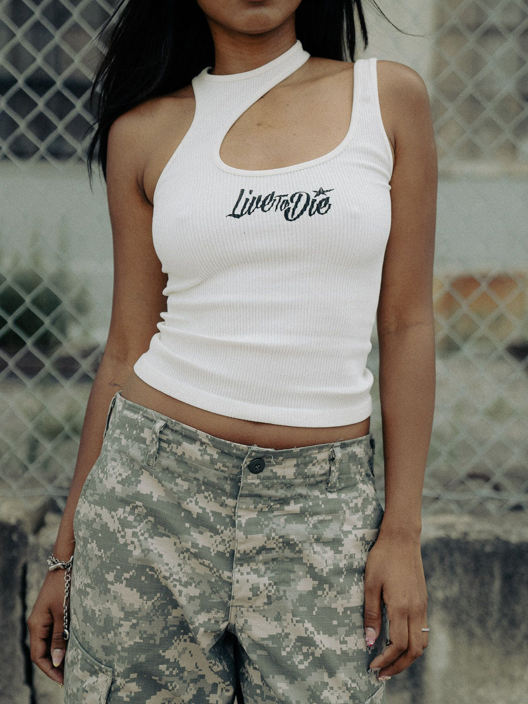 UPCYCLED COMBAT CROP TOP